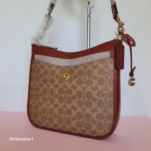 COACH Chaise Signature Canvas & Leather Crossbody Bag-Tan Rust color🎈$220. - Picture 5 of 16